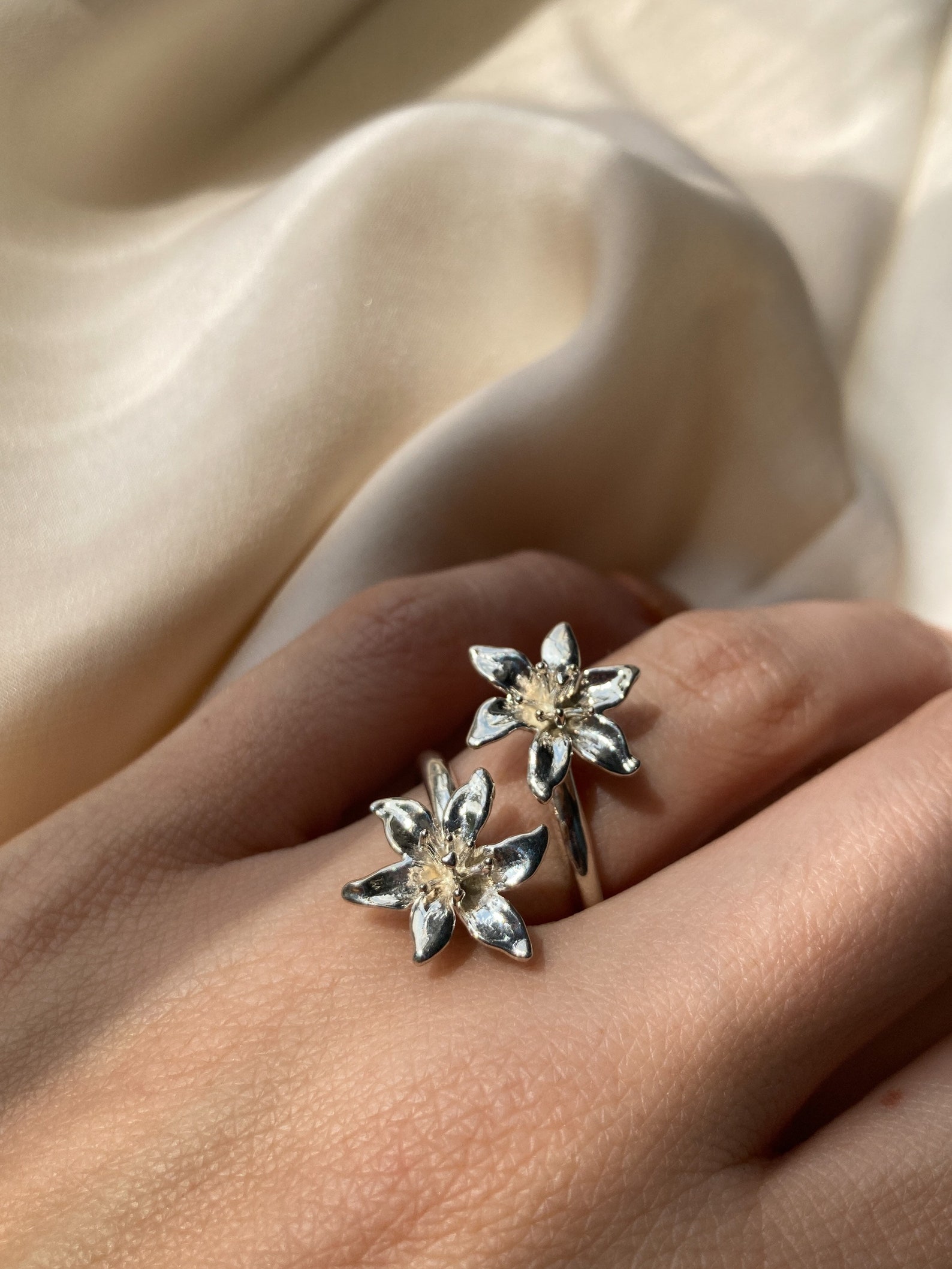 Lily Flower Ring in Solid Sterling Silver Etsy