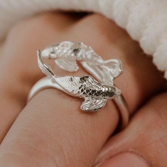 Carved Koi Fish Ring - Etsy | Fish ring, Fish jewelry, Wax carved ring
