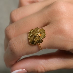Pansy Flower Ring in Sterling Silver, Vermeil, and 14k Gold Plate