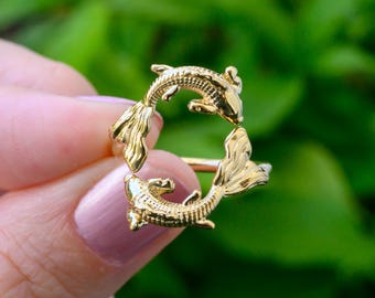 Pisces Ring • Koi Ring, Cute Silver Zodiac Ring, Astrology Ring