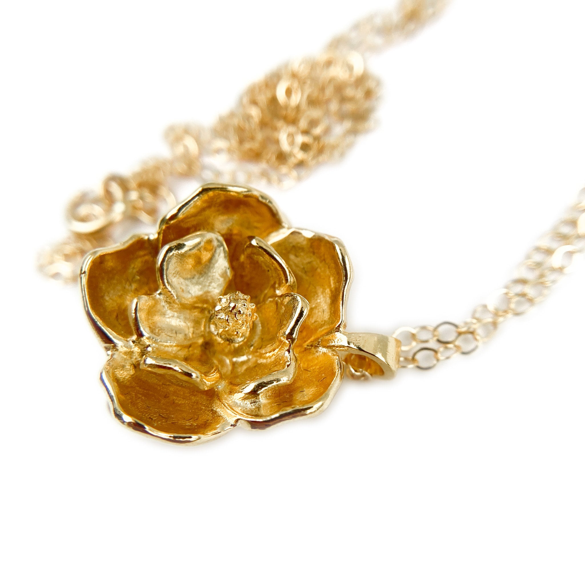 [LLOYDxMulan] 韓国☆10K GOLD☆Magnolia Necklace Filigree Island Flower Necklace 10K Yellow Gold 18&quot