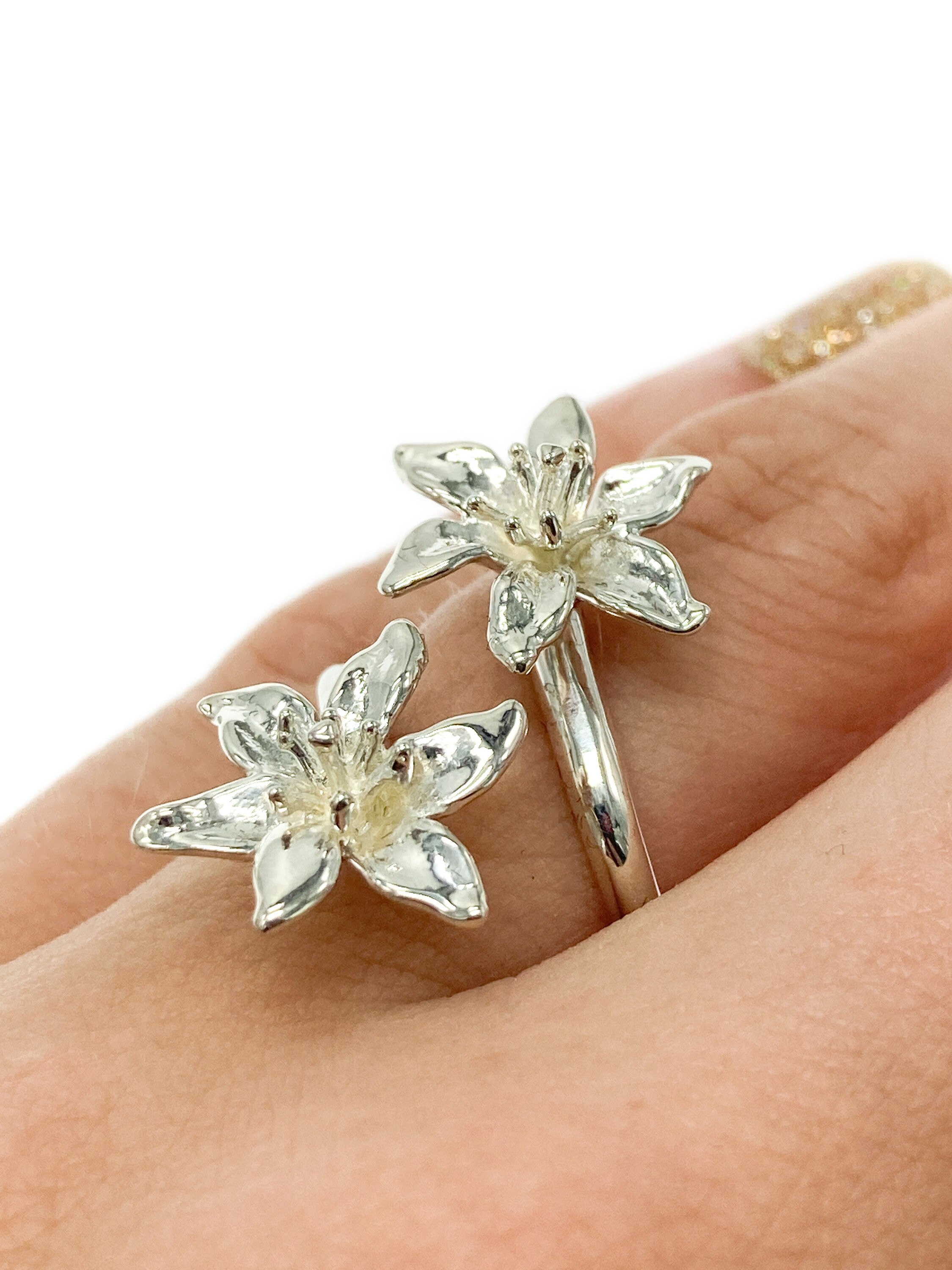 Lily Flower Ring in Solid Sterling Silver Etsy