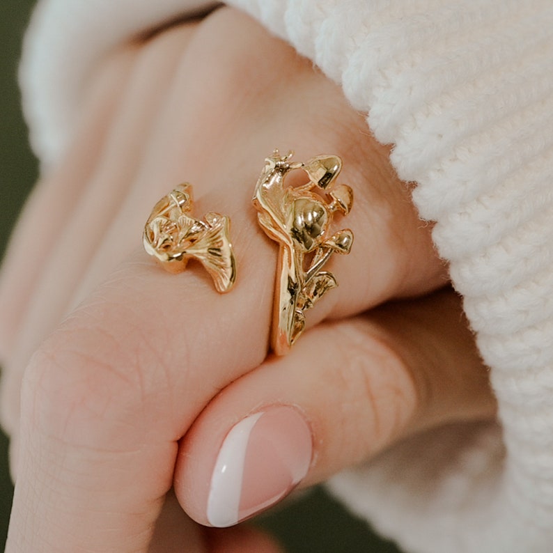 Enchanted Forest Mushroom Ring in Sterling Silver, Vermeil, 14K Gold Plate image 3