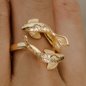 Koi Ring Silver Pisces Ring, Fish ring, animal friend ring, koi pond, nature ring, solid sterling silver or Gold Ocean Ring image 7