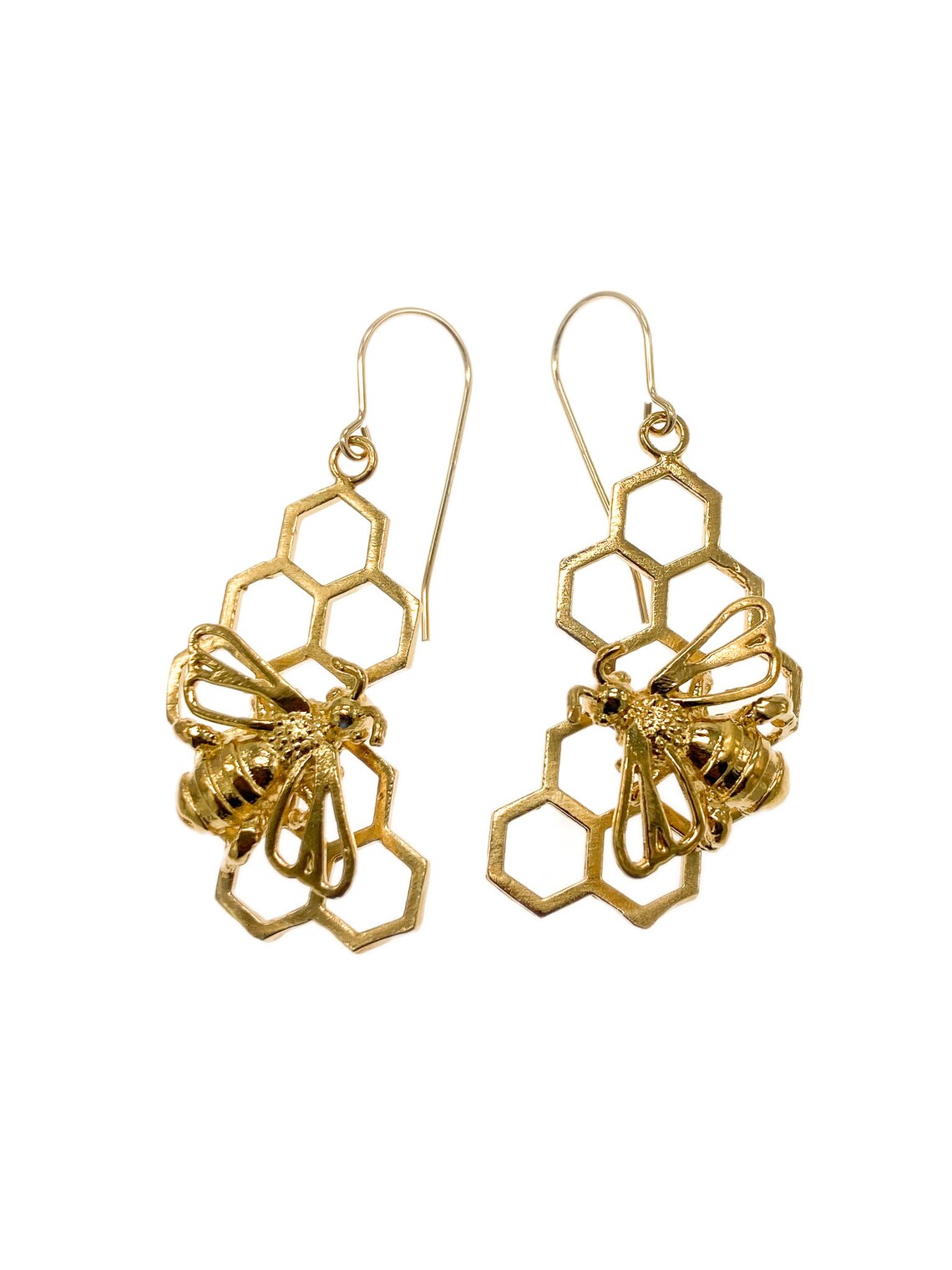 Bee Earrings Gold Earrings Cute Nature Earrings Bee Etsy