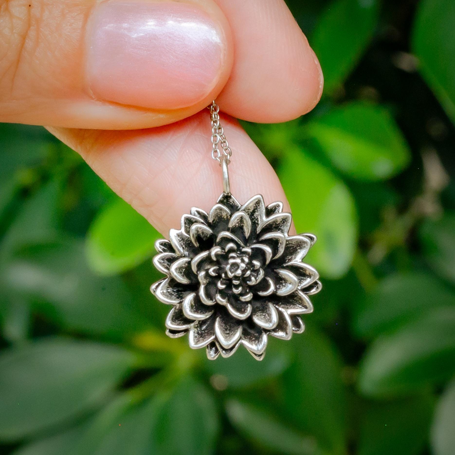 BIGフローラルPendant Silver925 925 Silver Pendant Color Necklace