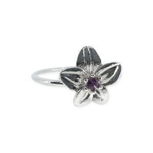 Violet Ring February Birth Flower Ring Amethyst 14k Solid Gold or Solid Silver Hypoallergenic Genuine Gemstones image 8