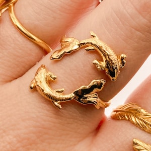 Pisces Ring Koi Ring, Cute Silver Zodiac Ring, Astrology Ring, Constellation ring, 18K GOLD PLATE 18k Gold Plate