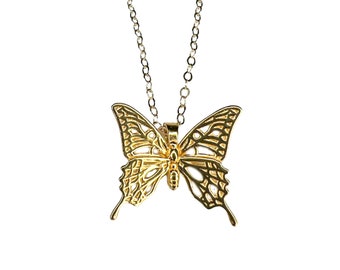 Swallowtail Butterfly Pendant Necklace in 14k Solid Gold, Sterling Silver, Vermeil, of 14K Gold Plate