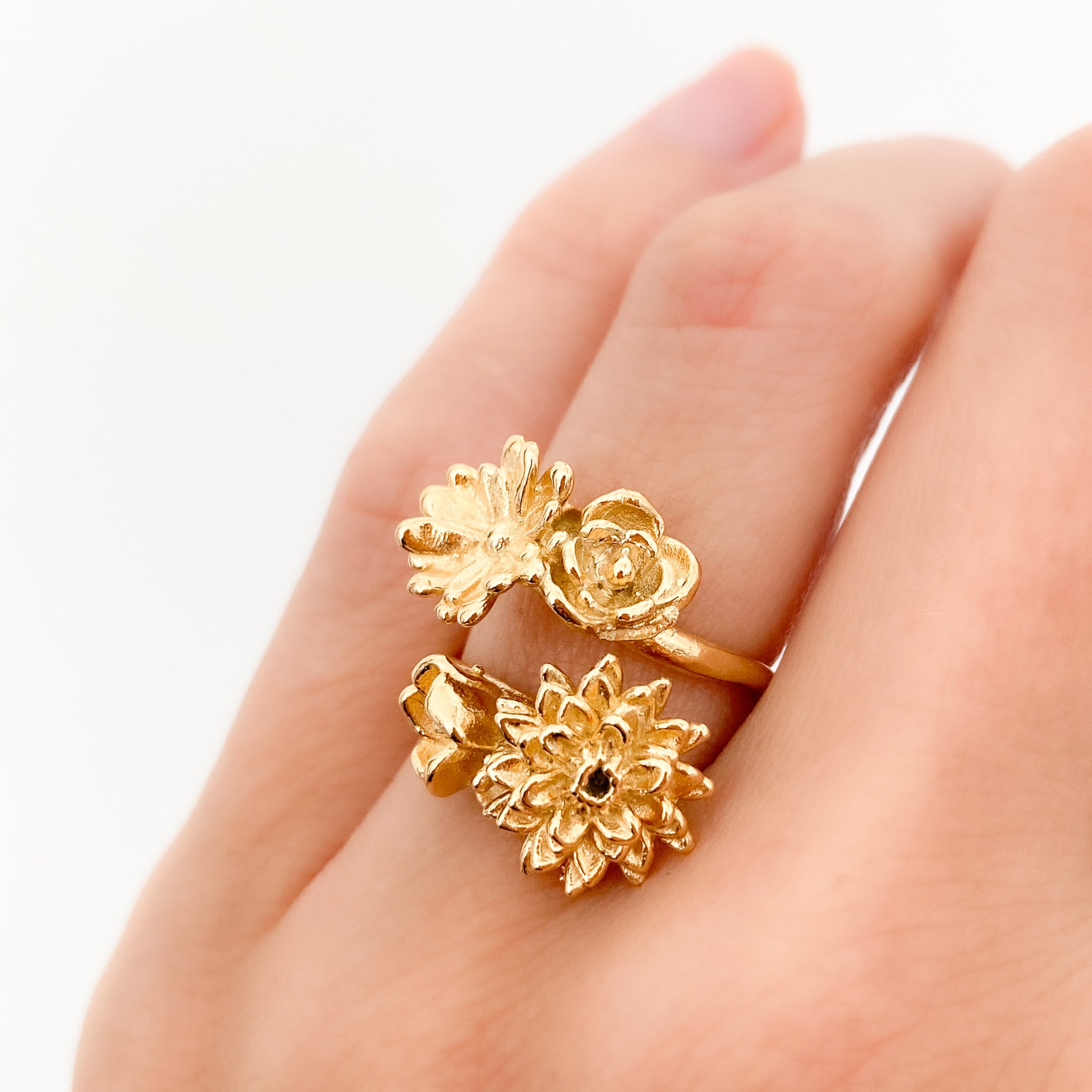 Floral Flower Bouquet Ring Etsy