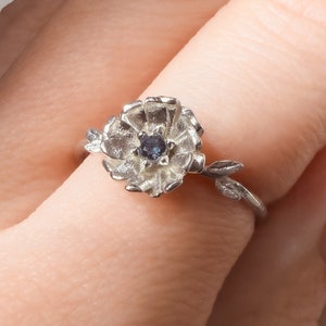 Aster •  September Birth Flower Ring • Sapphire • 14k Solid Gold or Solid Silver  • Hypoallergenic • Genuine Gemstones