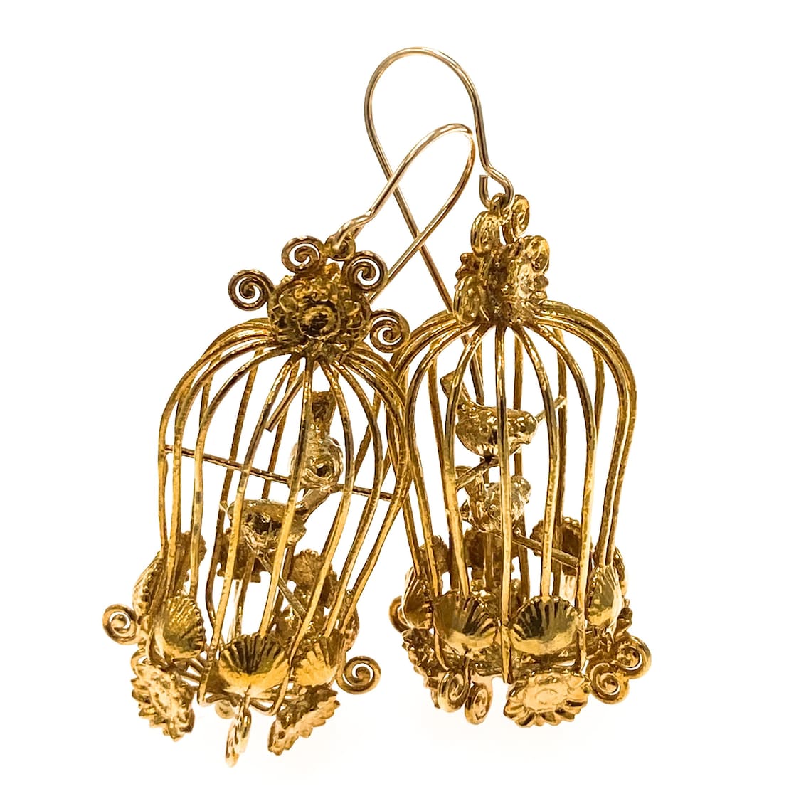 Brass Birdcage Earring Bird Earrings Cute Earrings Unique Etsy