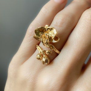 Orchideenblüte Statement Ring in Silber, Vermeil und 14K Vergoldet