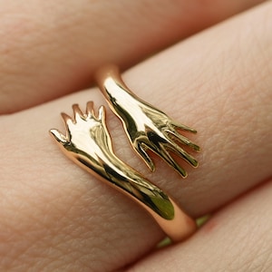 Hug Friendship or lovers Ring Bypass Style in Solid Silver, Vermeil, and 14K Gold Plate
