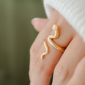 Snake Ring in Solid Silver, Vermeil, 14K Gold Plate