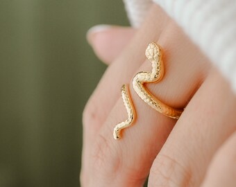 Snake Ring in Solid Silver, Vermeil, 14K Gold Plate