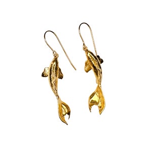 Koi Fish Earrings  •  Solid Silver or 18k Gold Plate  • 3D Printed Earrings  • Nature Earrings   •  AMELIARAYJEWELRYSHOP