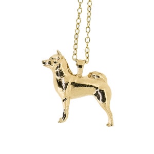 Collana con ciondolo Shiba Inu in oro massiccio 14k, argento sterling, vermeil, placcato in oro 14k