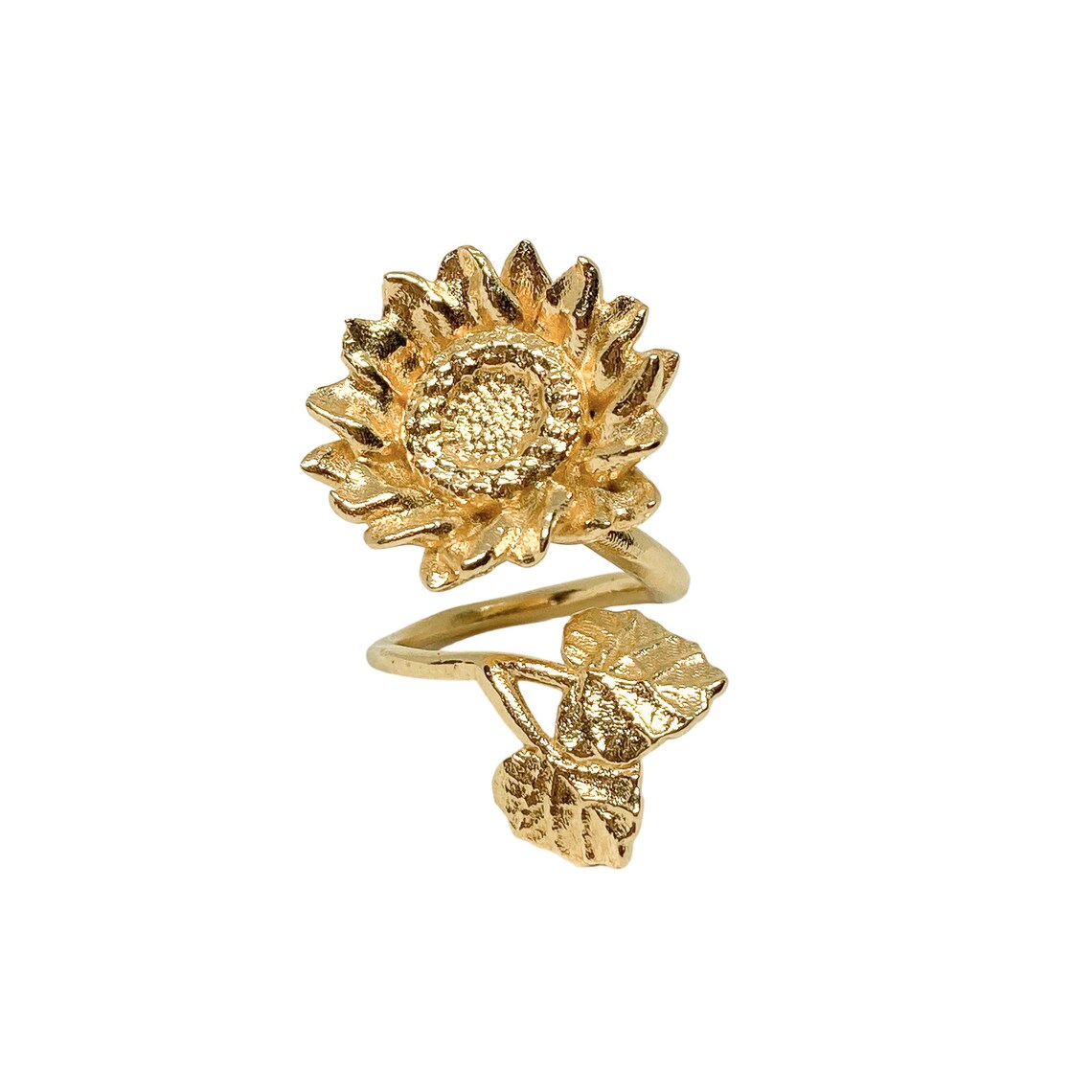 Sunflower Adjustable Statement Ring in Solid Silver, Vermeil, or 14K ...