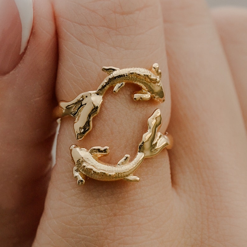 Pisces Ring Koi Ring, Cute Silver Zodiac Ring, Astrology Ring, Constellation ring, 18K GOLD PLATE image 9
