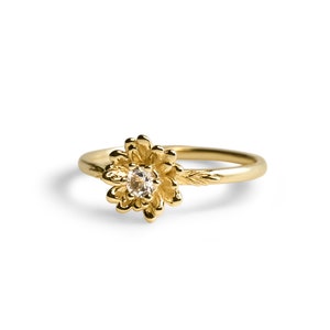 Daisy Ring • April Birth Flower Ring • 14k Gold Plate