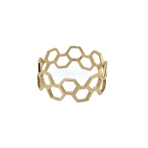Vermeil Honeycomb Ring: Hexagon Nature Jewelry