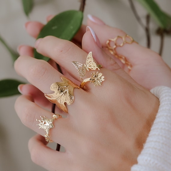 Oak Leaf Ring in Sterling Silver or 18K Gold Plate - Etsy