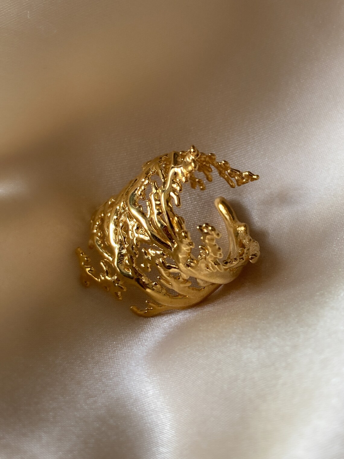 Coral Ring Gold Ocean Ring Beach Ring Beach Vibes Chunky | Etsy