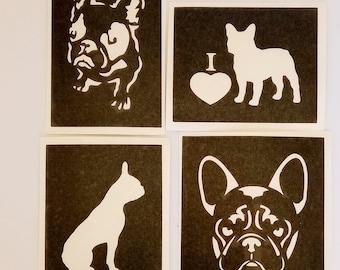 10 - 100 Mixed French bulldog stencils for etching on glass   Brilliant for special gift Frenchie