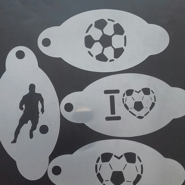 football soccer face painting stencils (4 designs) reusable England  Euros football