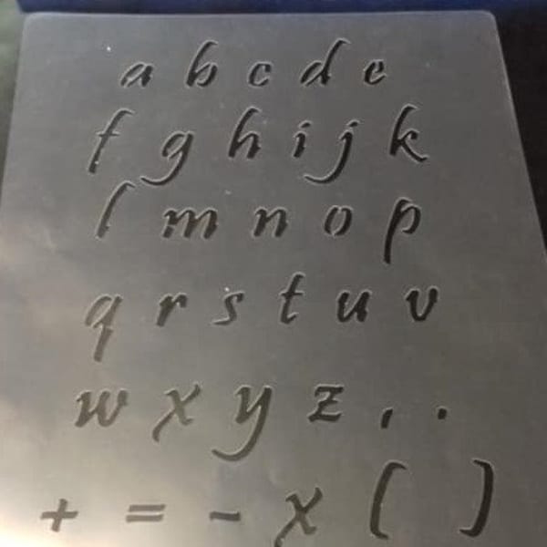 2 x Alphabet a - z  lower case letter stencil sheets Mylar 350 micron sheets 1" high letters