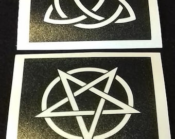 20 - 100 Pagan stencils (mixed)  scary spooky Pentacle Triquetra Christianity Gothic Halloween