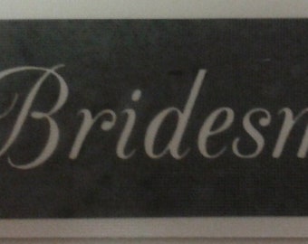 Bridesmaid word stencils for etching on glass   craft hobby glassware present gift favor wedding