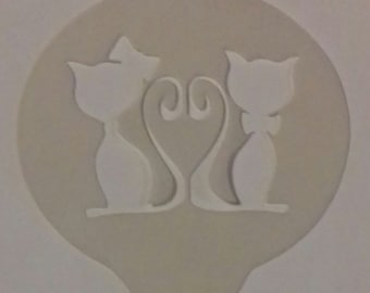 2 x cats and heart shape coffee / cappuccino stencils reusable many times present gift fundraising Fathers Day