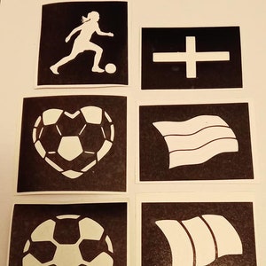 Vrouwen voetbal thema stencils voor etsen op glas (gemengd) voetbal voetballer cadeau aanwezig hobby ambacht Engeland Euro's