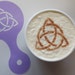 2 x triquetra coffee cup stencils reusable many times present gift fundraising cafe pub cappuccino Wiccan Pagan Gothic New Age Halloween