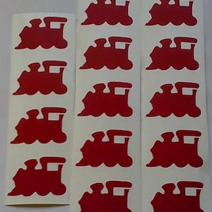 10 - 100  Red train stickers - great for embellishing craft projects, childrens fun