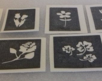 Flower mini small stencils for etching on glass  hobby craft etch glassware gift daisy tulip rose