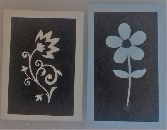 Butterfly & Flowers Glass Etching Stencils with Border Designs