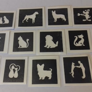 Cats & dogs themed mini small stencils for glitter tattoos / airbrush / face painting
