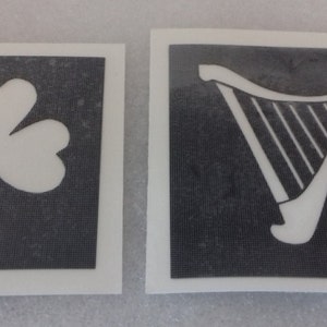 Harp & Sharmock (gemengde) stencils voor etsen op glas Ierse muziek Ierland aanwezig St. Patrick