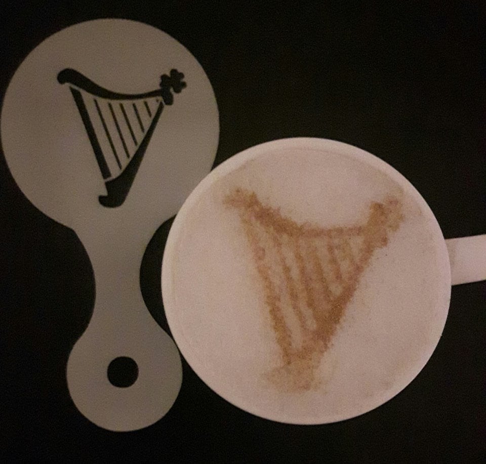 Shamrock & Harp Coffee Cup Stencil – Reusable Irish Design By Coffee & Cake Inspirations UK