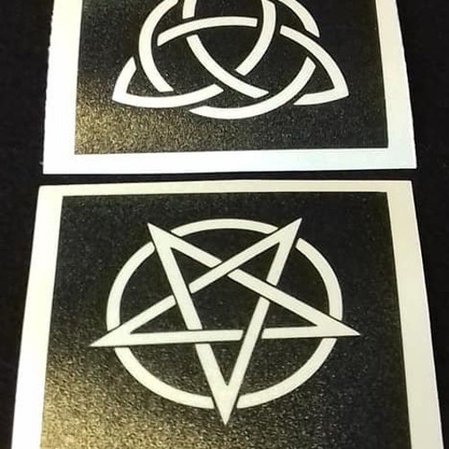 20 - 100 Pagan stencils (mixed)  scary spooky Pentacle Triquetra Christianity Gothic Halloween