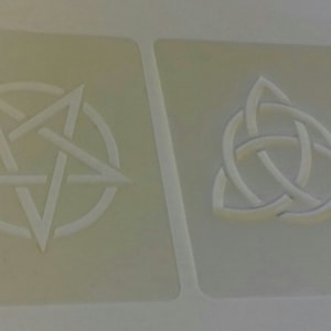 2 x Pagan Halloween face painting stencils Pentacle Triquetra Wiccan gothic