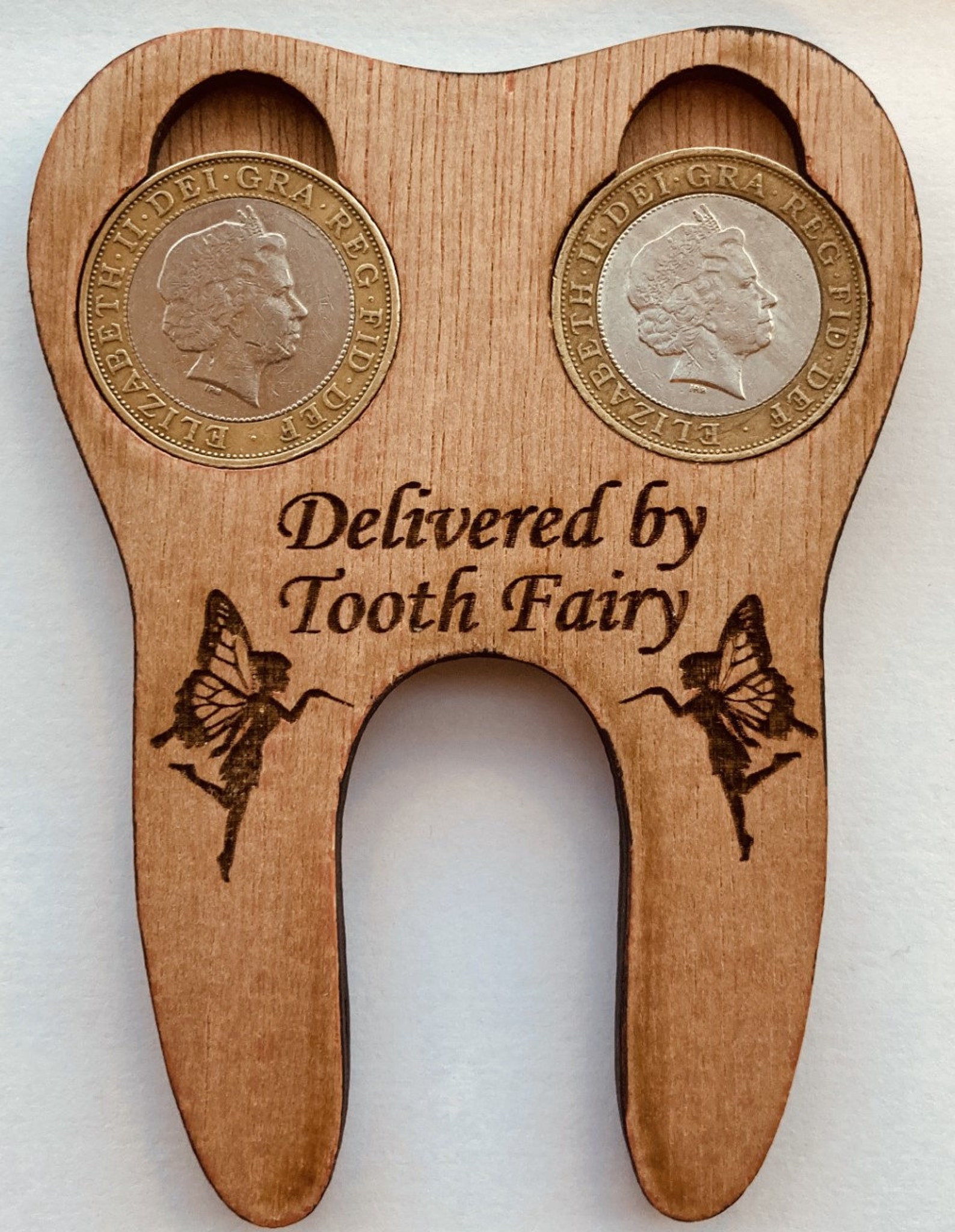 Child's Name Tooth Fairy Coin Holder Bespoke Tooth Shaped Etsy