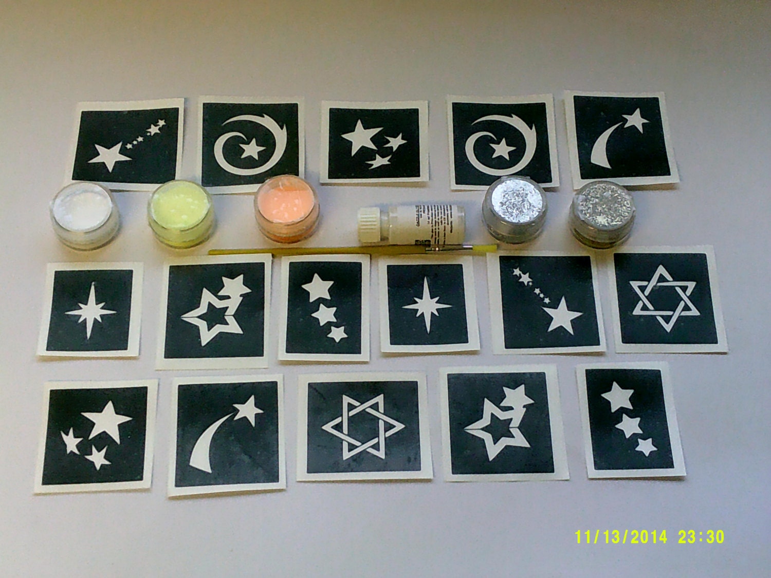 Star Themed Glitter Tattoo Set Including 30 Stencils 5 Pots | Etsy