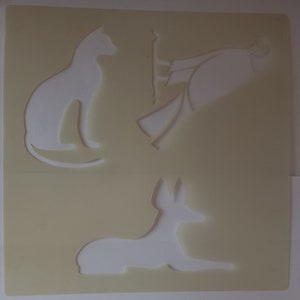 Egyptische dier muur decor stencil vogel, kat &hond flexibel 350 micron Mylar plastic