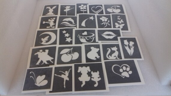 200 Pochoirs De Tatouage Paillettes - Motifs Animaux Et Nature (neufs, Blanc)