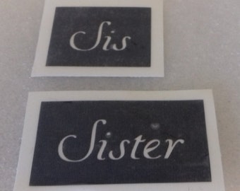 Sister & Sis word stencils (mixed) for etching on glass  hobby craft present gift glassware