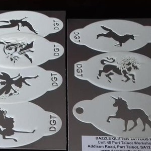 Mermaid and Unicorn and fairy face painting stencils - reusable many times  party entertainer tool (7 designs)